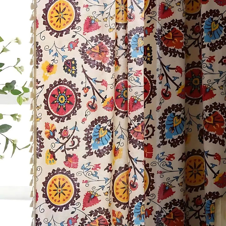 BowLift | Boho Color Wheel Bloom Tassel Curtain