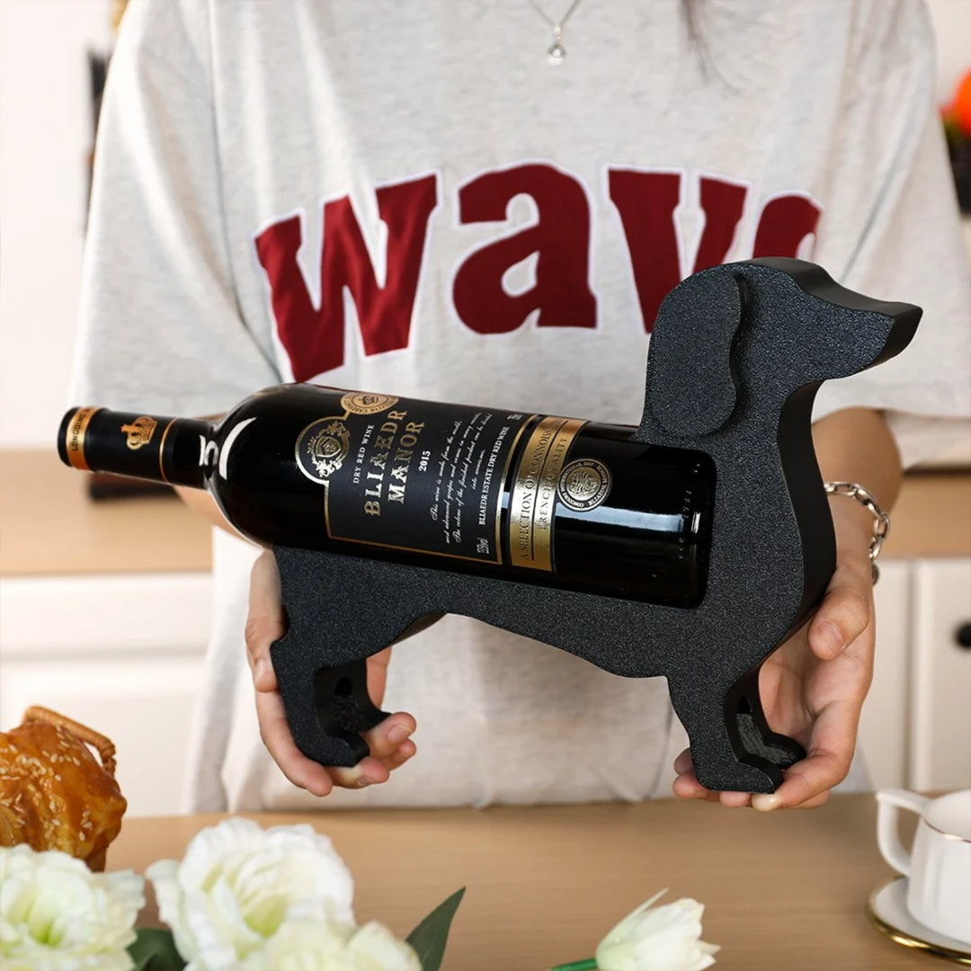 BowLift | Wine Bottle Holder Dachshund CorkHound | Original Design | Sturdy & Decorative | For 375–500 ml