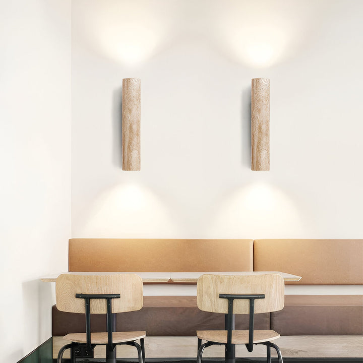 BowLift | Travertine wall lamp in Japandi tube shape