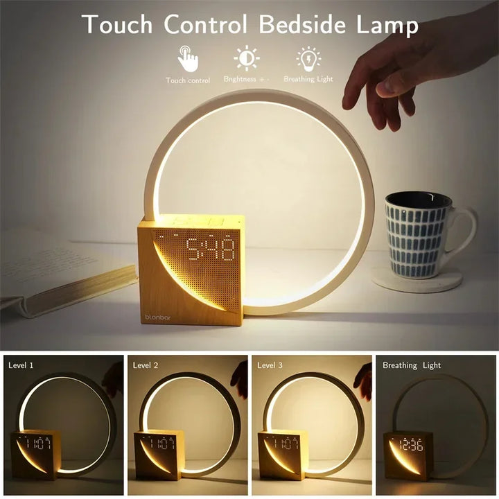 BowLift | Elegant Touch Control Light Alarm Clock – Wood Design