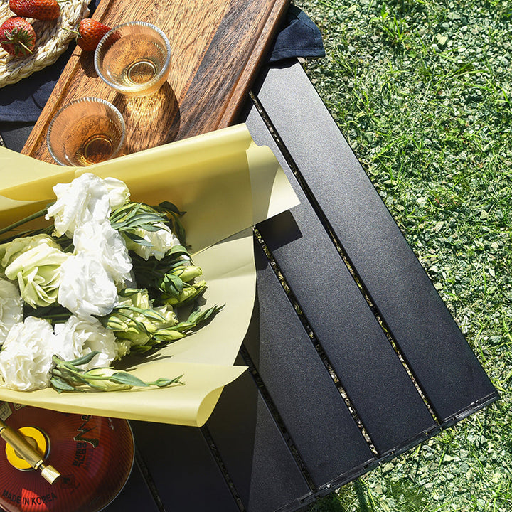 Modern Minimalist Carbon Steel Aluminum Foldable Square Side Table For Outdoor | Bowlift
