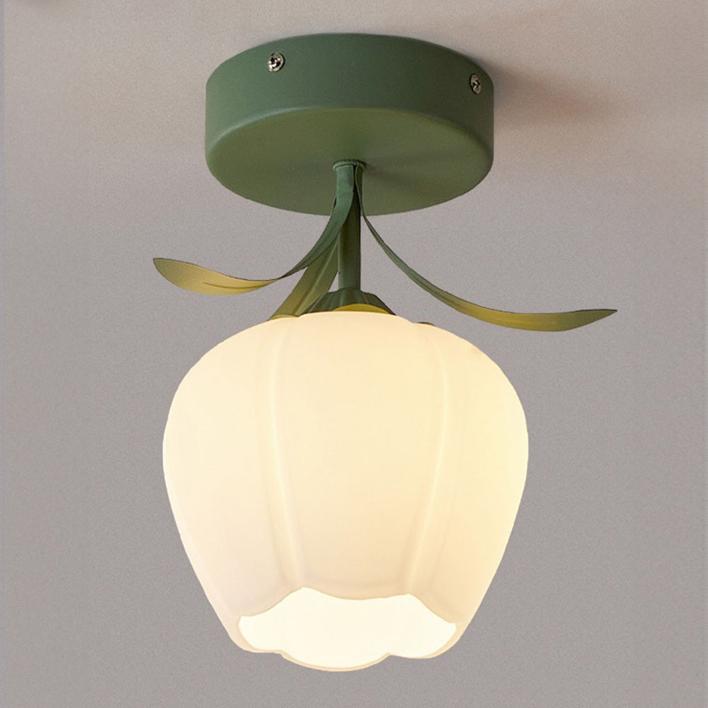 BowLift | Ceiling Light with Floral Glass Shade Design