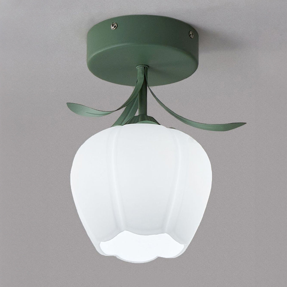 BowLift | Ceiling Light with Floral Glass Shade Design