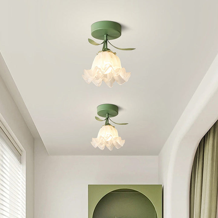 BowLift | Ceiling Light with Floral Glass Shade Design
