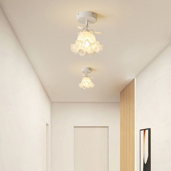 BowLift | Ceiling Light with Floral Glass Shade Design