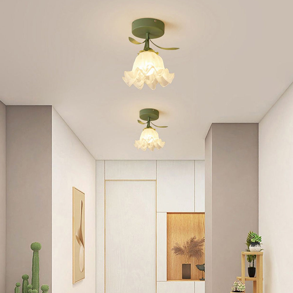 BowLift | Ceiling Light with Floral Glass Shade Design