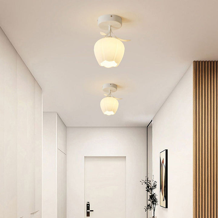 BowLift | Ceiling Light with Floral Glass Shade Design