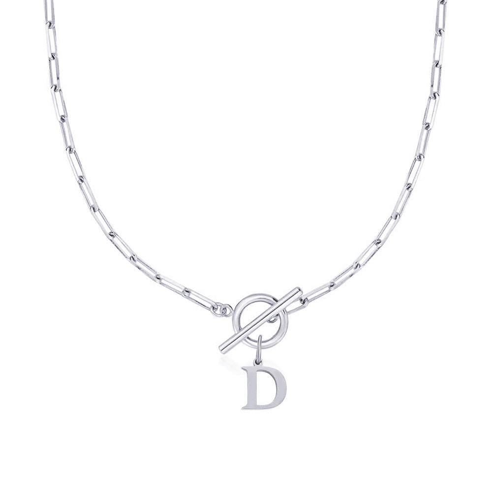 BowLift | Paperclip Letter Initial Circle Lock Clasp Necklace