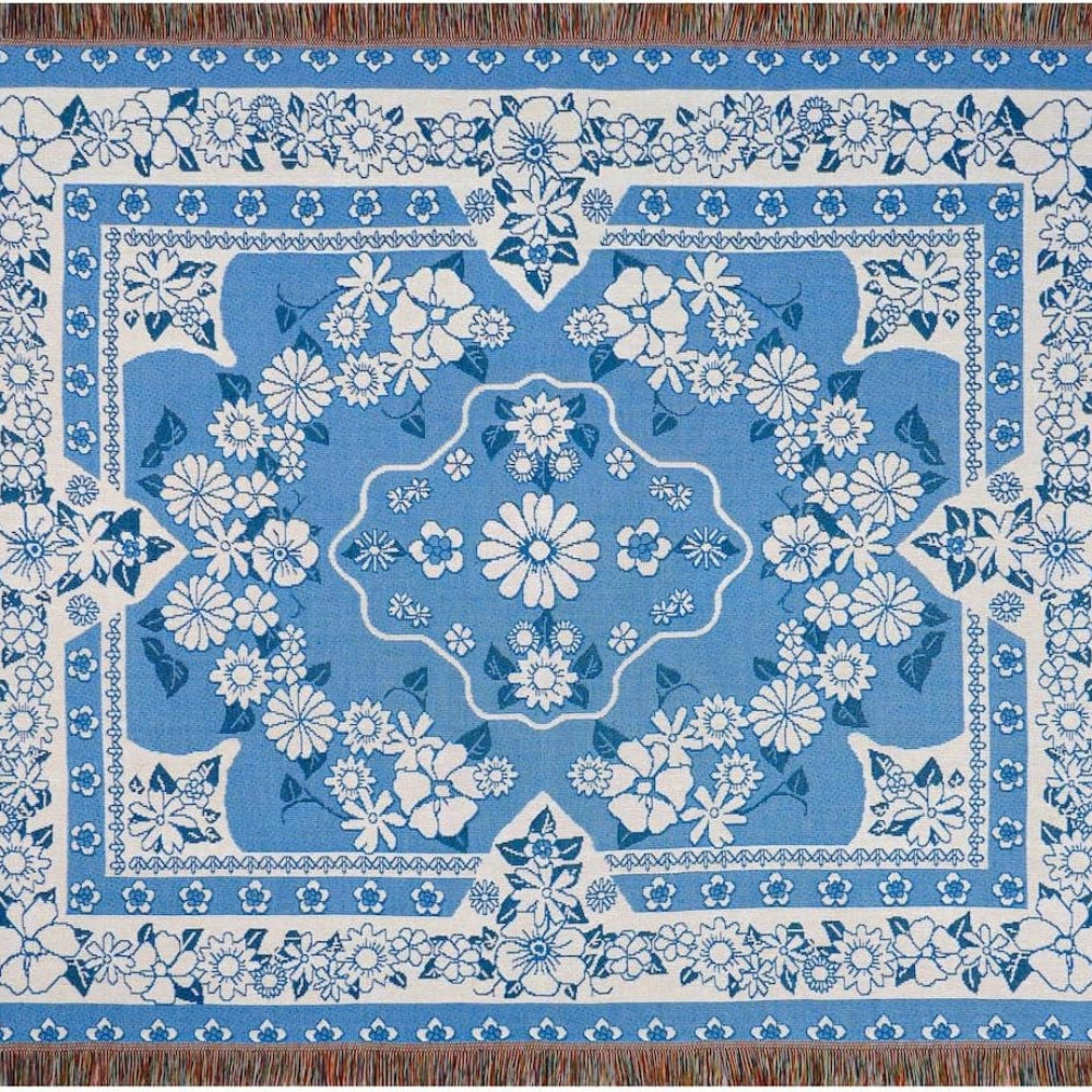 BowLift | Blue Daisy Bloom Boho Travel Outdoor Blanket