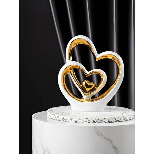 BowLift | Decorative Figure Double Heart | Romantic Porcelain Ornament