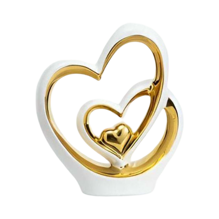 BowLift | Decorative Figure Double Heart | Romantic Porcelain Ornament