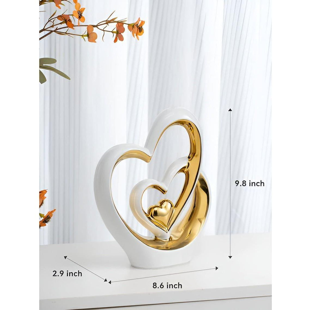 BowLift | Decorative Figure Double Heart | Romantic Porcelain Ornament