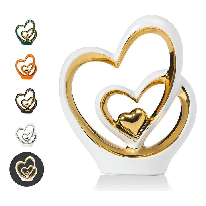 BowLift | Decorative Figure Double Heart | Romantic Porcelain Ornament