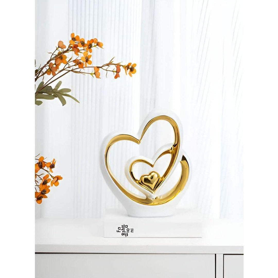 BowLift | Decorative Figure Double Heart | Romantic Porcelain Ornament