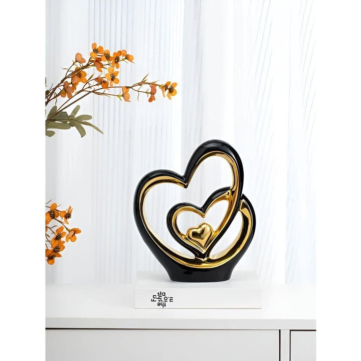 BowLift | Decorative Figure Double Heart | Romantic Porcelain Ornament