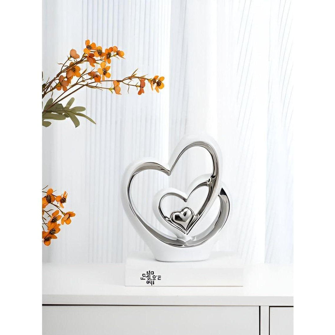BowLift | Decorative Figure Double Heart | Romantic Porcelain Ornament