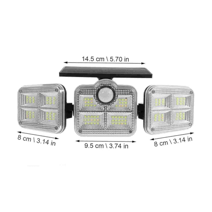 BowLift | Solar LED Spotlight | Outdoor Motion Sensor | 3-Head Adjustable | 74 LEDs
