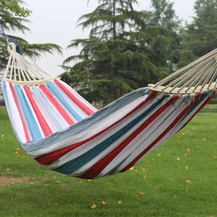 BowLift | Outdoor Double Thick Canvas Hammock Indoor Swing with Removable Curved Bar, Size: 200x100cm (Red White Stripes)