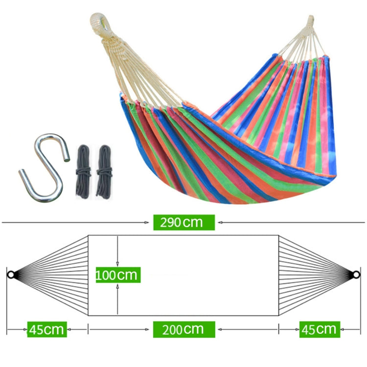 BowLift | Outdoor Double Thick Canvas Hammock Indoor Swing with Removable Curved Bar, Size: 200x100cm (Red White Stripes)