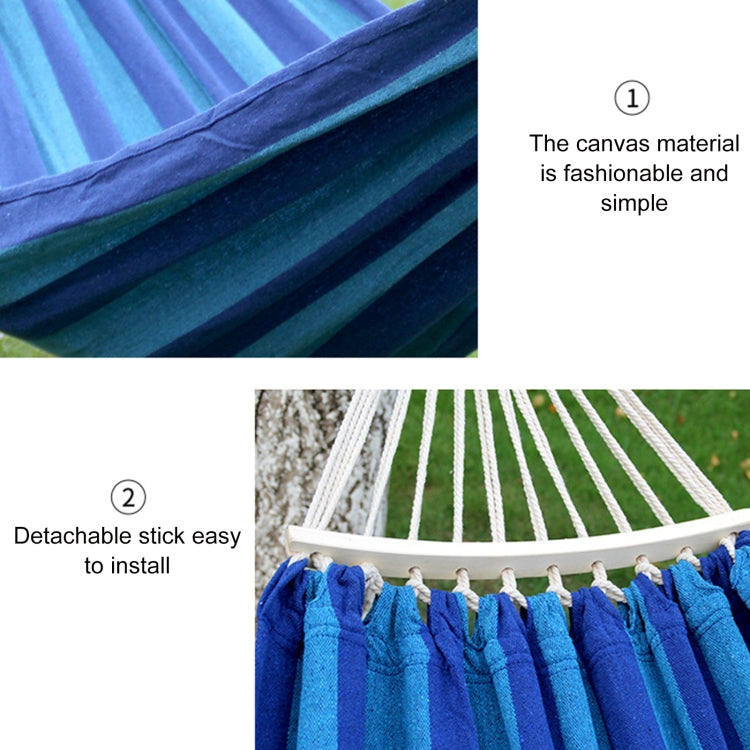 BowLift | Outdoor Double Thick Canvas Hammock Indoor Swing with Removable Curved Bar, Size: 200x100cm (Red White Stripes)