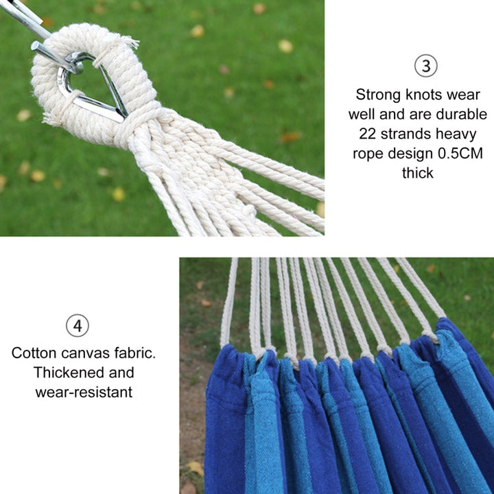 BowLift | Outdoor Double Thick Canvas Hammock Indoor Swing with Removable Curved Bar, Size: 200x100cm (Red White Stripes)