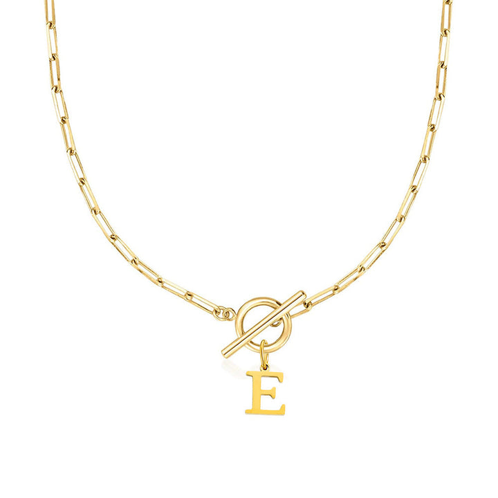 BowLift | Paperclip Letter Initial Circle Lock Clasp Necklace