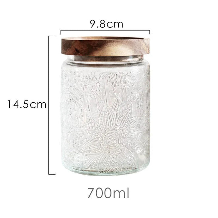 Embossing Flower Glass Container Bowlift