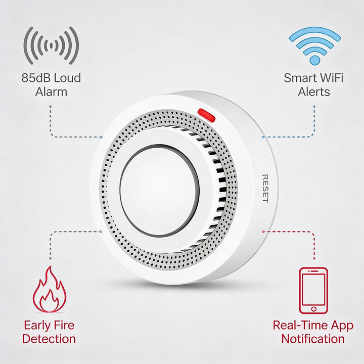 BowLift | Smart WiFi Smoke Detector Fire Alarm 85dB – SafeSense
