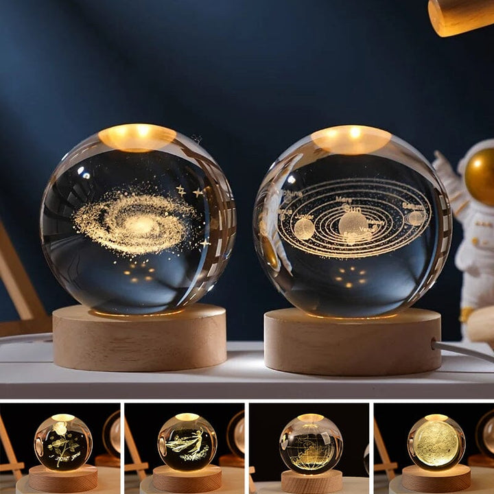 BowLift | 3D Crystal Ball Night Light With Wood Base