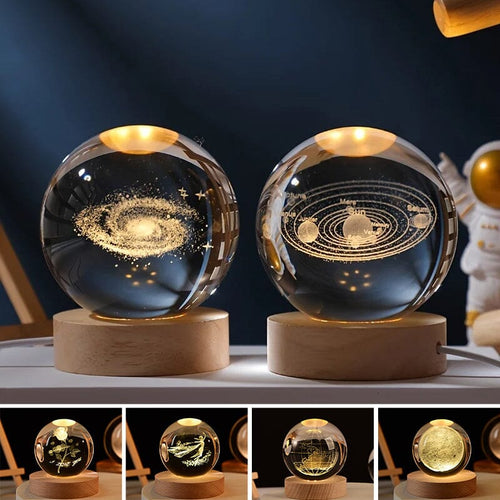 BowLift | 3D Crystal Ball Night Light With Wood Base