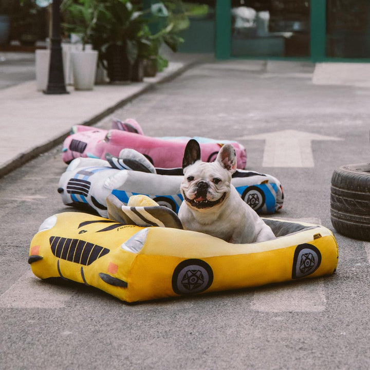BowLift | FurElegance Classic Convertible Race Car Bed | Luxury bolster dog bed for stylish comfort and support