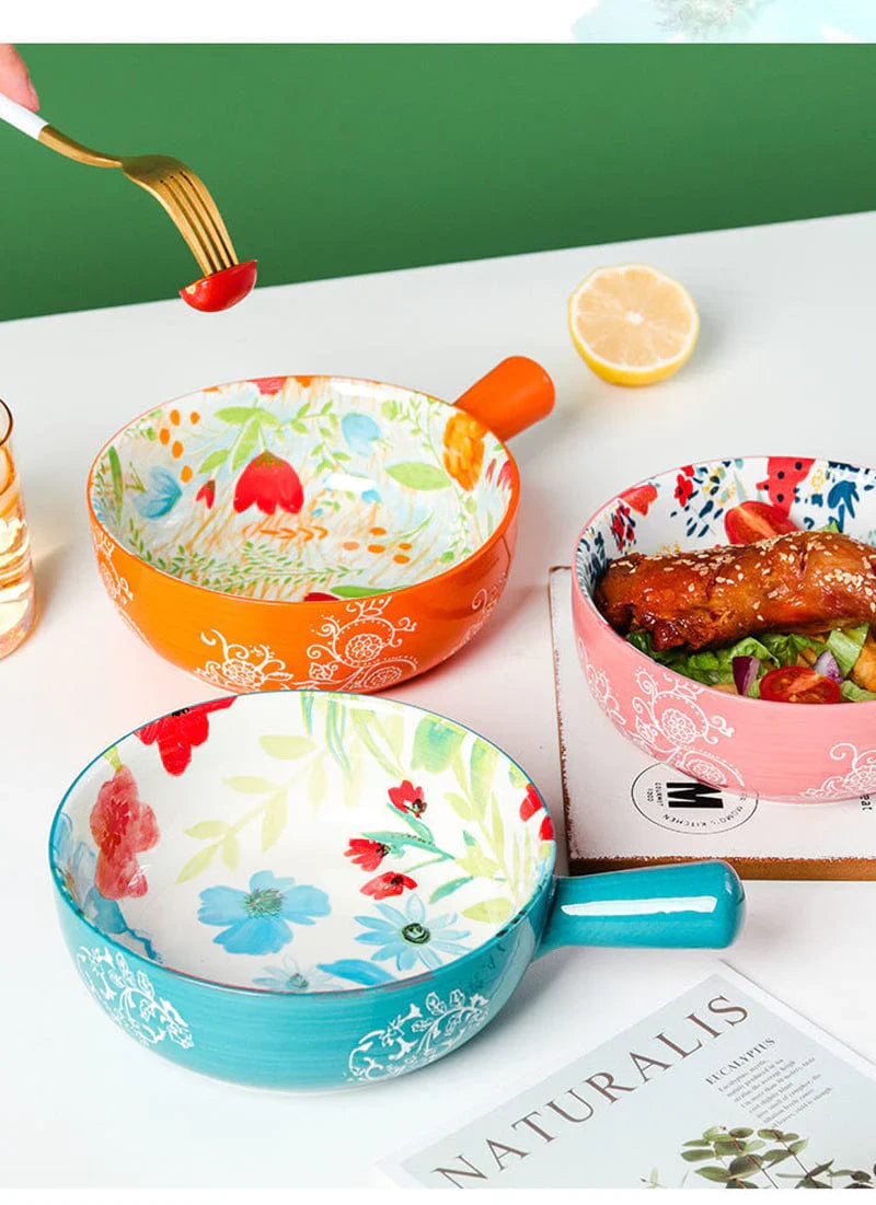 Floral single-handle ceramic bowl Bowlift