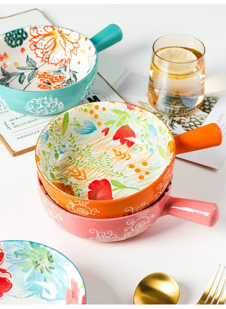 Floral single-handle ceramic bowl Bowlift