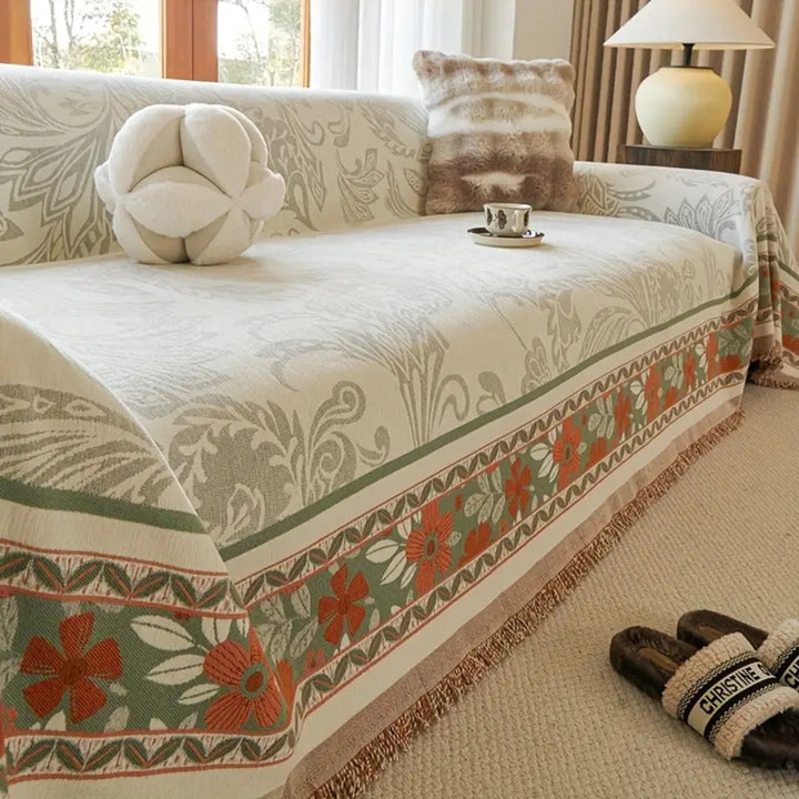 BowLift | Floral Tasseled Boho Sofa Cover