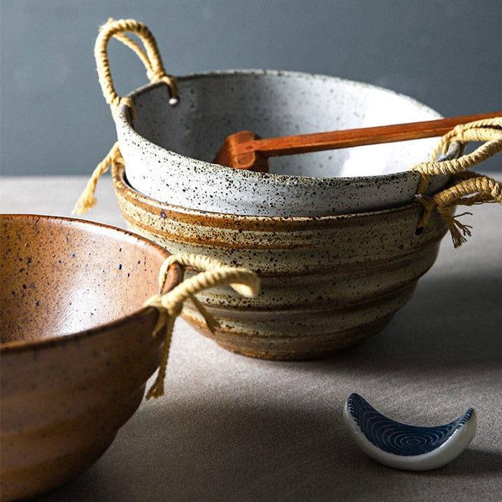 Fortessa ceramic bowl with hemp rope handle Bowlift