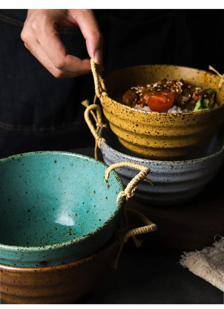 Fortessa ceramic bowl with hemp rope handle Bowlift