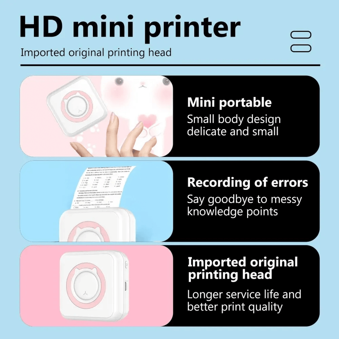 BowLift | Mini Portable Mobile Phone to Photo Printer Instant Small Sticker Emoji Picture Thermal Bluetooth Connection
