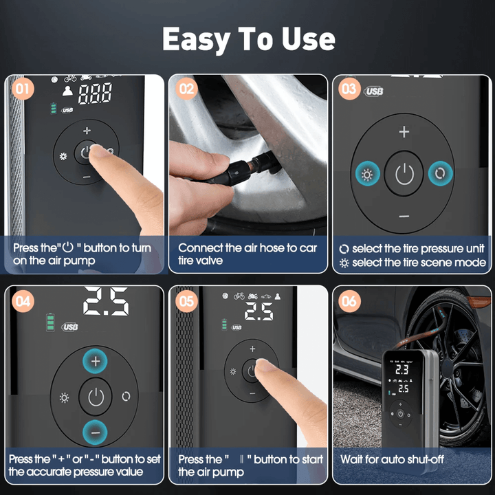 BowLift | Rechargeable Tyre Inflator Cordless Battery Powered Pump