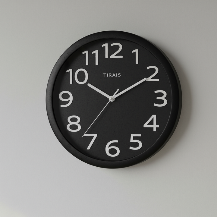 BowLift | NumClock | Modern Wall Clock Black 30 cm Plastic