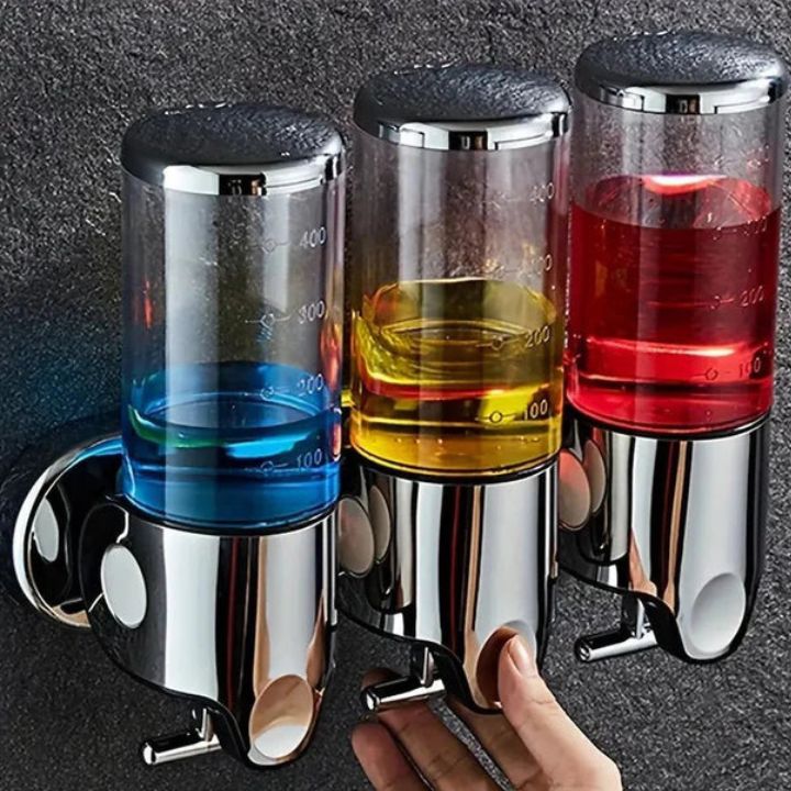 BowLift | GlitzyLather | Wall-mounted soap dispenser made of stainless steel silver