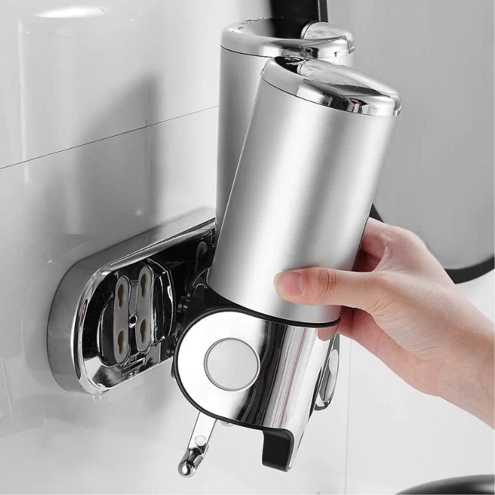 BowLift | GlitzyLather | Wall-mounted soap dispenser made of stainless steel silver
