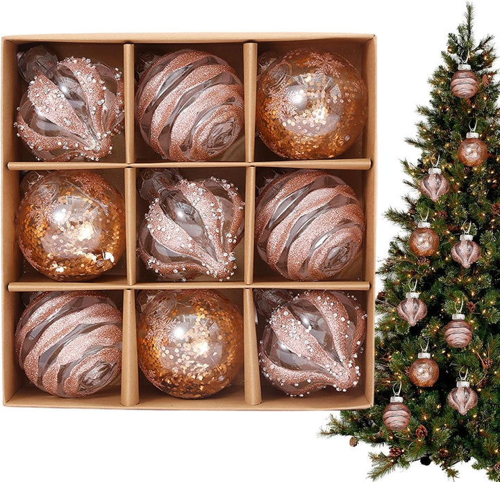 BowLift | Golden Christmas Baubles Set | Plastic Christmas Ornaments