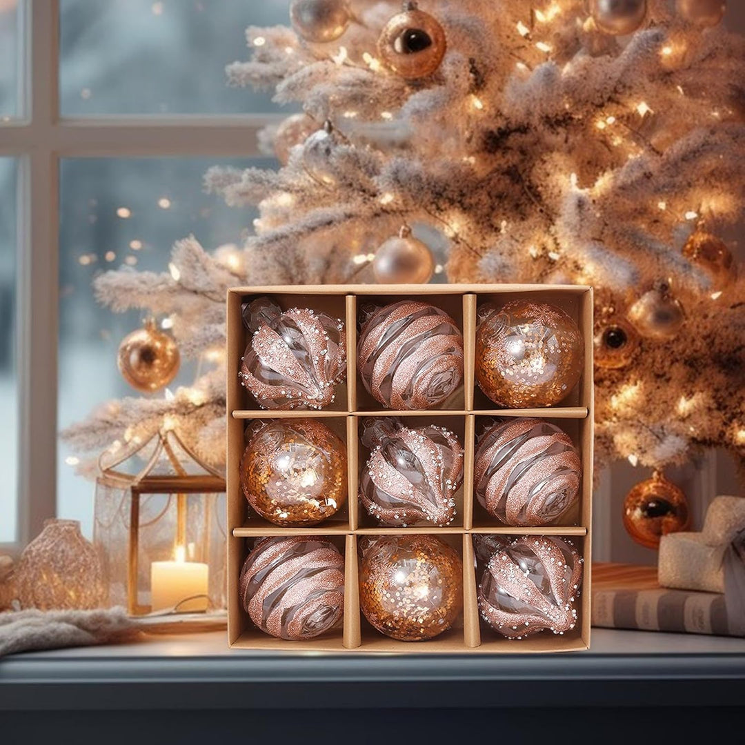 BowLift | Golden Christmas Baubles Set | Plastic Christmas Ornaments