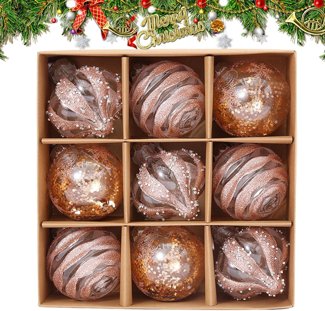 BowLift | Golden Christmas Baubles Set | Plastic Christmas Ornaments