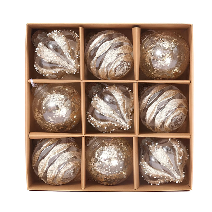 BowLift | Golden Christmas Baubles Set | Plastic Christmas Ornaments