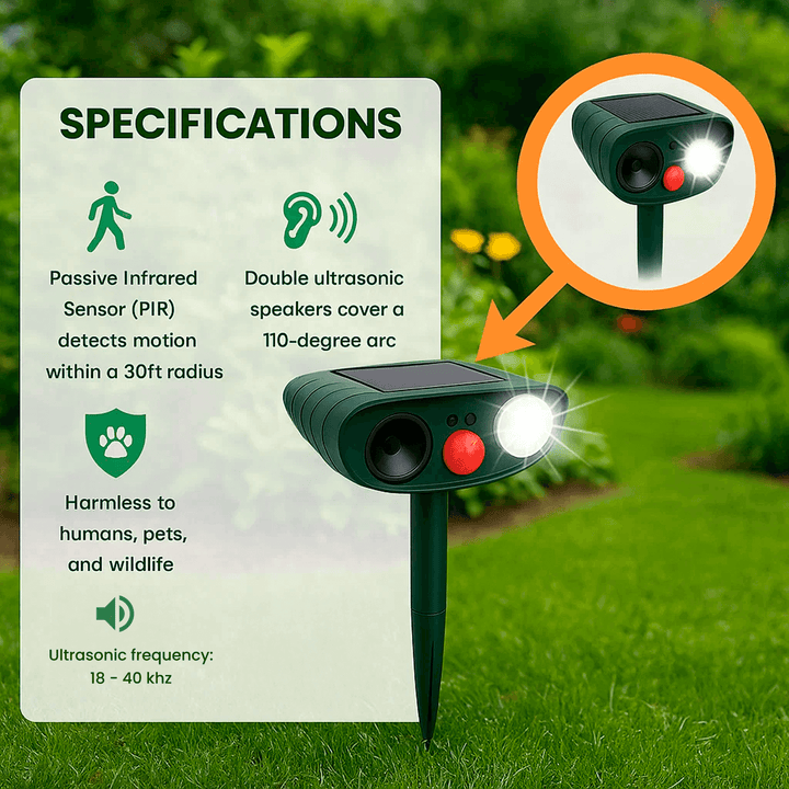 BowLift | Solar-Powered Ultrasonic Deer Repeller - Effective Deer Deterrent for Gardens & Yards in 48 Hours