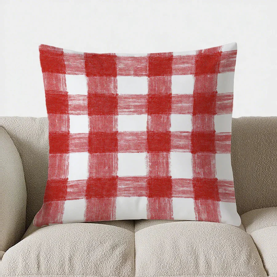 BowLift | Green-White Checked Cushion Cover 40x40 | Decorative Cushion Cover