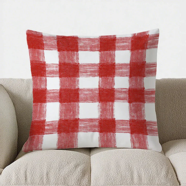 BowLift | Green-White Checked Cushion Cover 40x40 | Decorative Cushion Cover