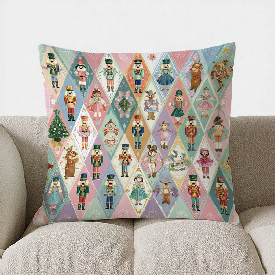 BowLift | Green-White Checked Cushion Cover 40x40 | Decorative Cushion Cover