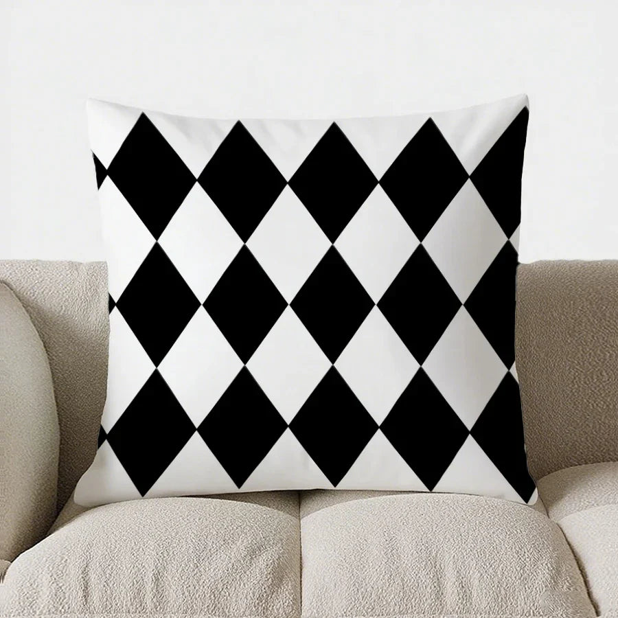 BowLift | Green-White Checked Cushion Cover 40x40 | Decorative Cushion Cover